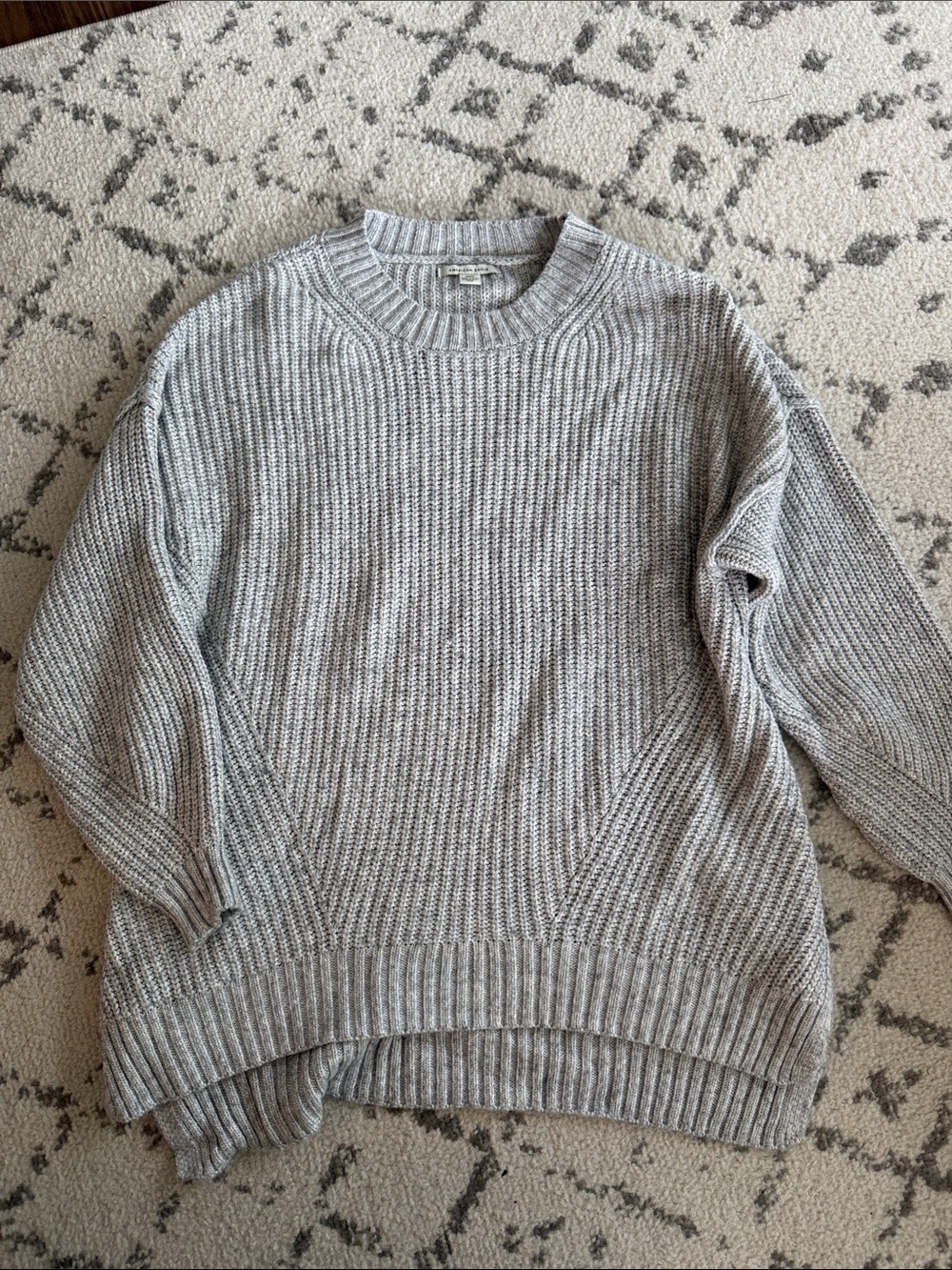 American Eagle Outfitters Heather Gray Ribbed Crewneck Sweater